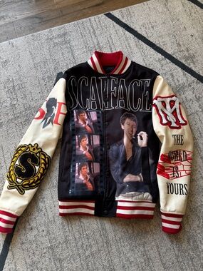 Scarface Graphic Bomber Jacket - Black & Cream